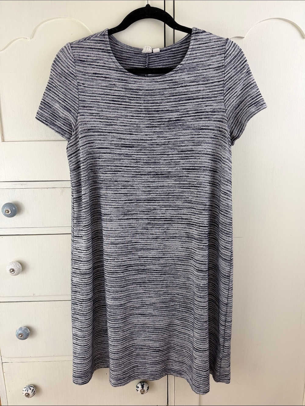 GAP blue and white Striped Short Sleeve Knit T-shirt Dress M